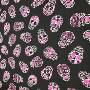 Popelín algodón Calaveras Rosas Halloween