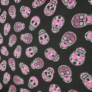 Popelín algodón Calaveras Rosas Halloween