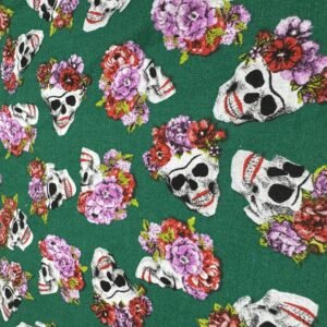 Popelín algodón Calaveras Verdes Halloween