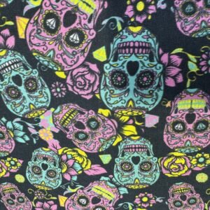 Popelín algodón Calaveras Catrinas Celeste Halloween