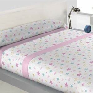 Juego de Sábanas Coralina modelo Estrellas Rosas