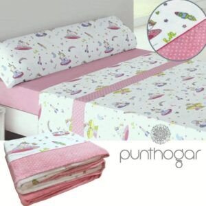 Juego de Sábanas Coralina Unicornio Rosa