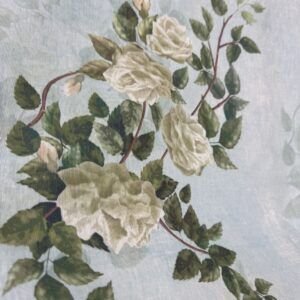 Loneta Cortina Estampado Rosas Blancas