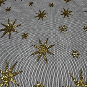 Tul Carnaval Estrellas Doradas