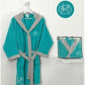 Albornoz infantil modelo Bicy Verde Agua