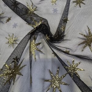 Tul Carnaval Estrellas Doradas