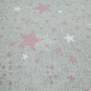 Loneta Estrellas Rosas y Blancas