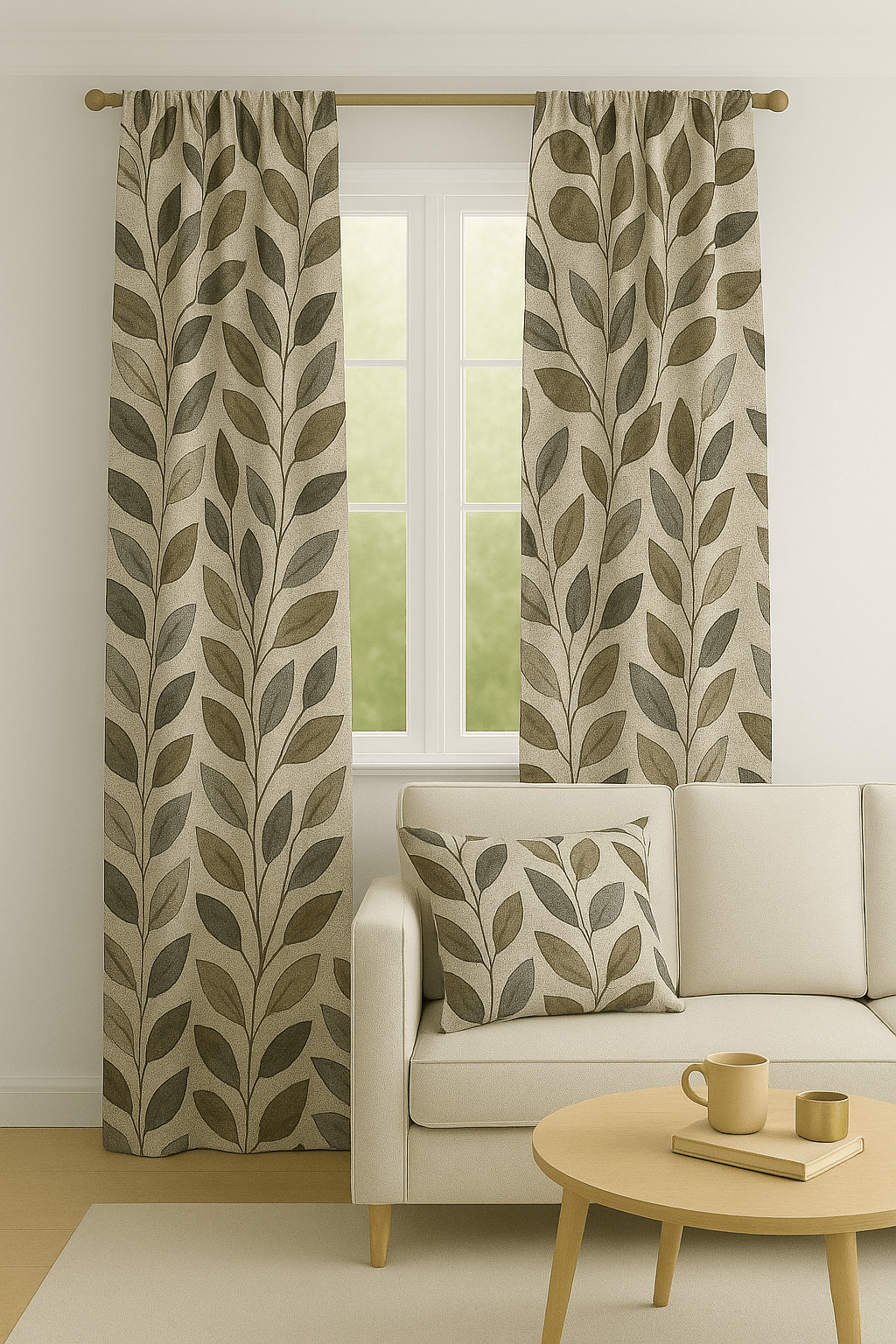 Loneta Cortina Estampado Versalles Hoja Gris - Imagen 4