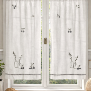 Visillo Cocina Cerezas Gris