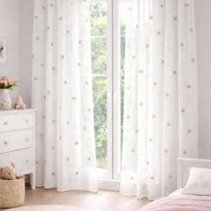 Visillo Infantil Lunares Bordados Beige