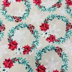 Algodón Navidad Coronas Verdes