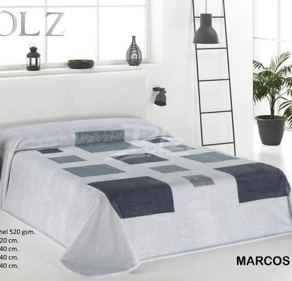 Manta Terciopelo Marcos Azul