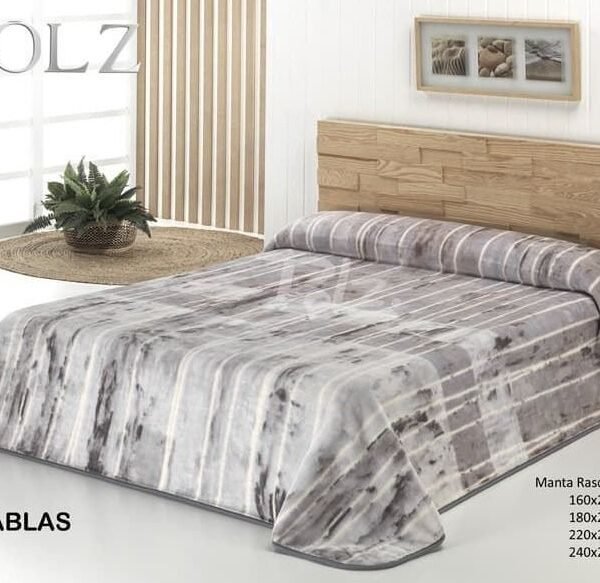 Manta Terciopelo Tablas Gris