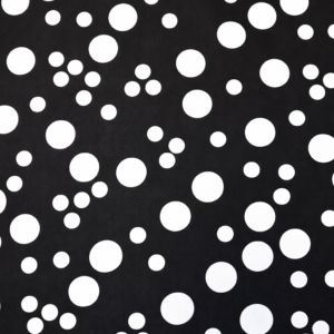 Tejido Natasha Flamenco Lunares Blancos y Fondo Negro