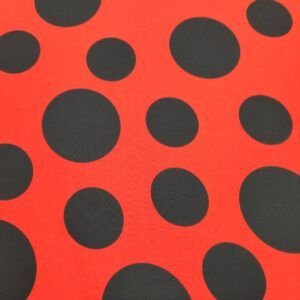 Tejido Koshibo Lunares Negros y Fondo Rojo