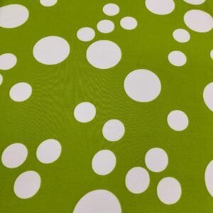 Tejido Natasha Flamenco Lunares Blancos y Fondo Verde
