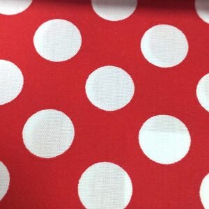 Popelín Candela Flamenco Lunares Blancos y Fondo Rojo