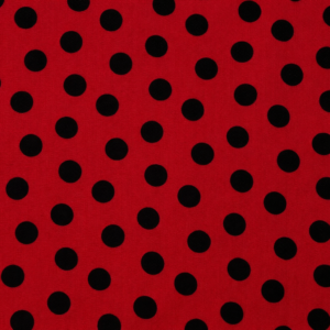Tejido Natasha Flamenco Lunares Negros y Fondo Rojo