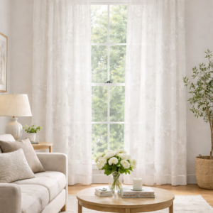 Visillo Bordado Flor a Trasbolillo