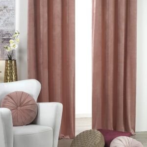 Cortina Confeccionada Terciopelo Liso Rosa