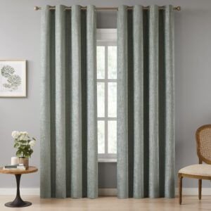 Cortina Confeccionada Chenilla Jacquard Turquesa