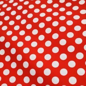 Tejido Flamenco Candela Rojo Lunares Blancos