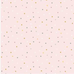 Muselina Rosa con Topitos Multicolor