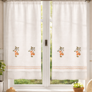 Visillo Cocina Ramo Cerezas Naranja