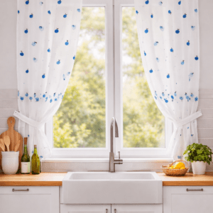 Visillo Cocina Multimanzanitas Azul