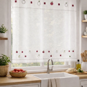 Visillo Cocina Madeira Rojo