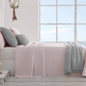 Colcha Bouti Reversible Summer Flores y Rayas Rosa