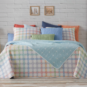 Conjunto de Colcha de Bouti Estampado Cuadros