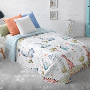 Colcha Bouti Infantil Reversible Dinosaurios