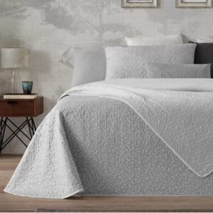 Colcha Bouti Reversible Summer Flores y Rayas Gris