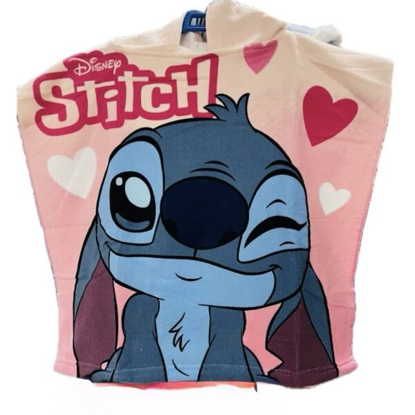 Poncho Toalla Microfibra Lilo-Stitch Rosa