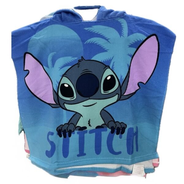Poncho Toalla Microfibra Stitch Azul