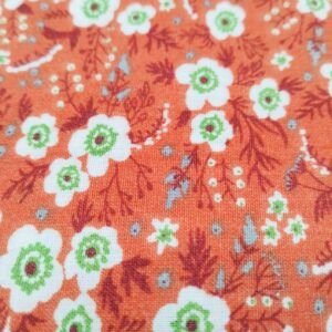 Popelín Algodón Flores Rojo Coral