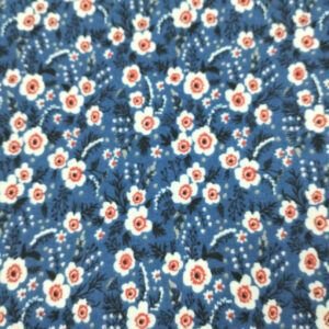 Popelín Algodón Flores Azul