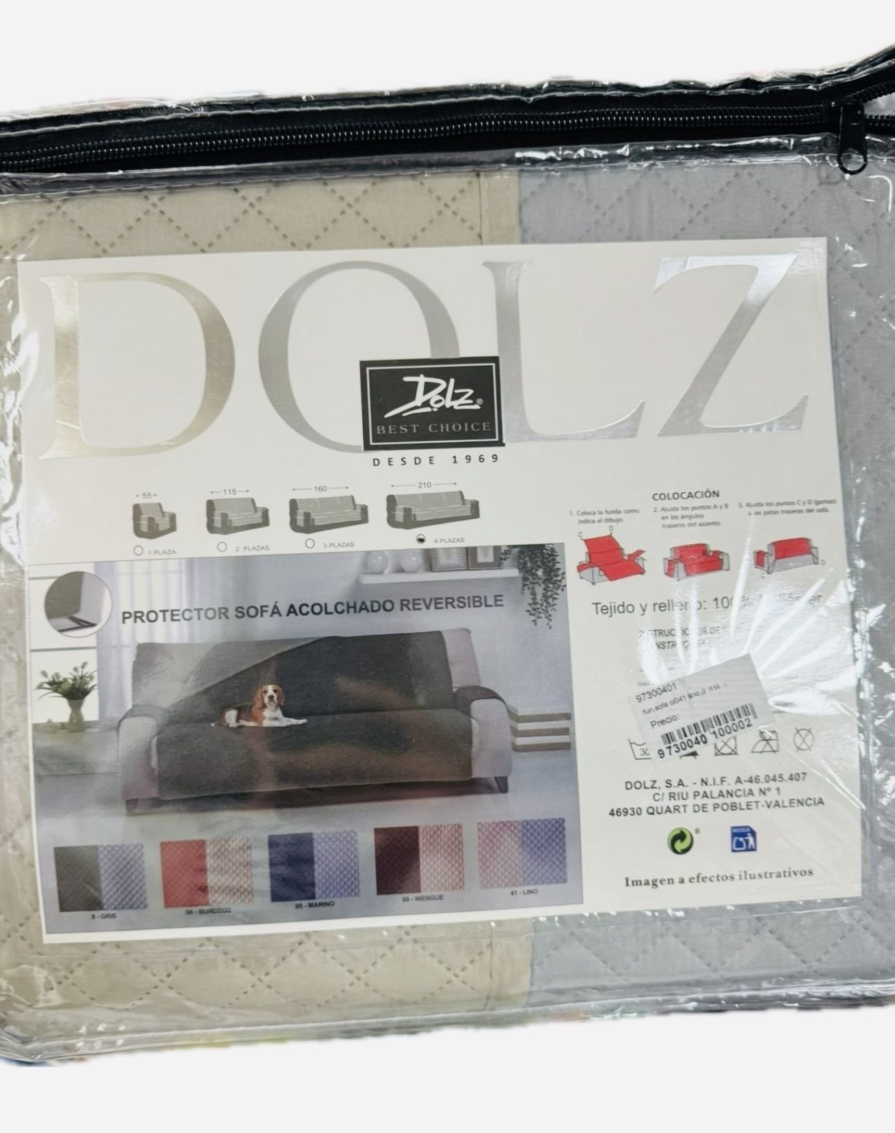 Protector Sofá Reversible 4 plazas Lino- Gris - Imagen 2