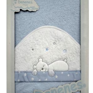 Capa de Baño Bebé Algodón Osito Dormido Azul