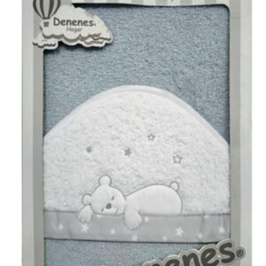Capa de Baño Bebé Algodón Osito Dormido Gris