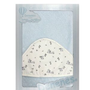 Capa de Baño Bebé Algodón Conejos Azul