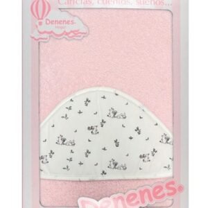 Capa de Baño Bebé Algodón Conejos Rosa