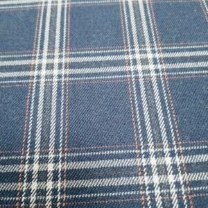 Tejido Viscosa Poliéster Cuadros Azul Marino y Naranja