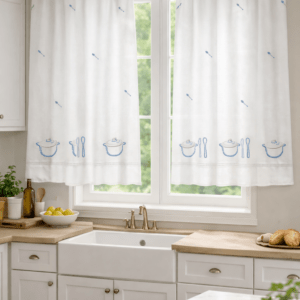 Visillo Cocina Olla Azul