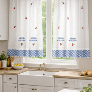 Visillo Cocina Tarros Azules