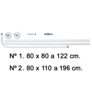 Barra Baño Extensible Curva ø 18 mm Blanco Nº 2 de 80x110-196 cm