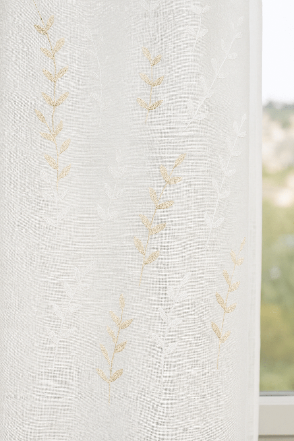 Visillo Melody Blanco y Flores Tostadas - Imagen 7