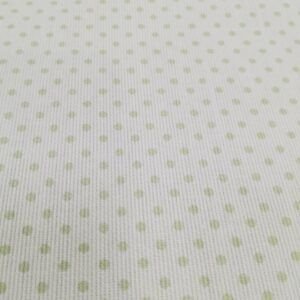 Piqué Algodón Blanco y Lunares Verde Caqui