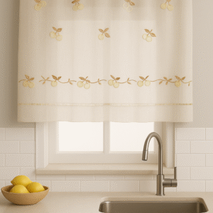 Visillo Cocina Cerezas Beige